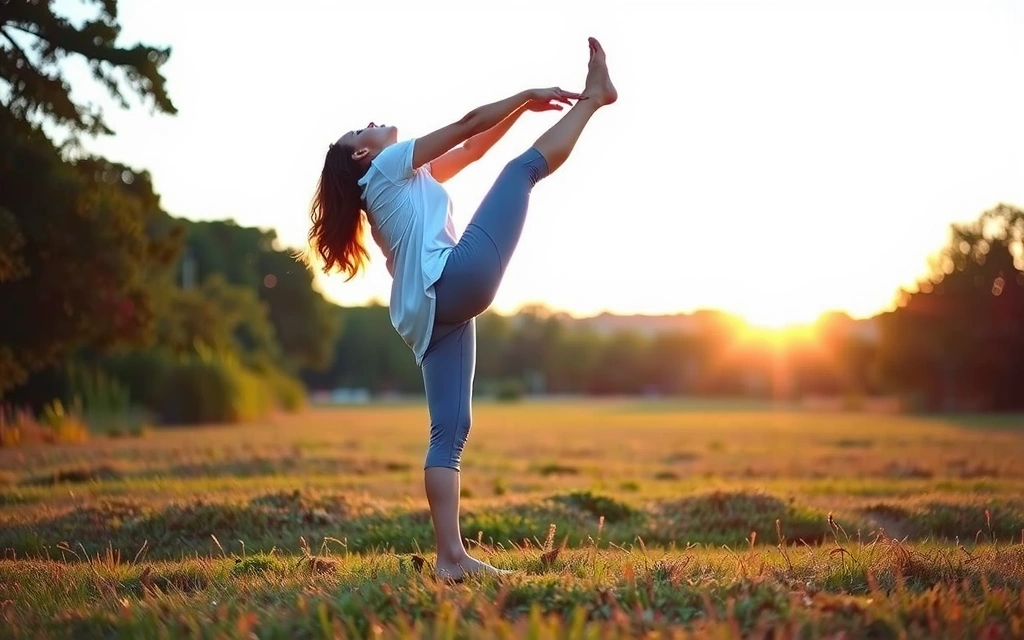 Persona haciendo yoga al aire libre al amanecer
