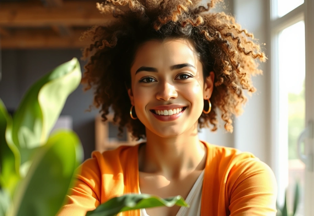 Mujer sonriendo y saludable, representando apoyo inmunitario